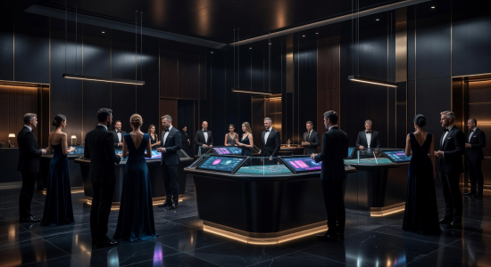 Premium luxury dark casino lifestyle and technology layout